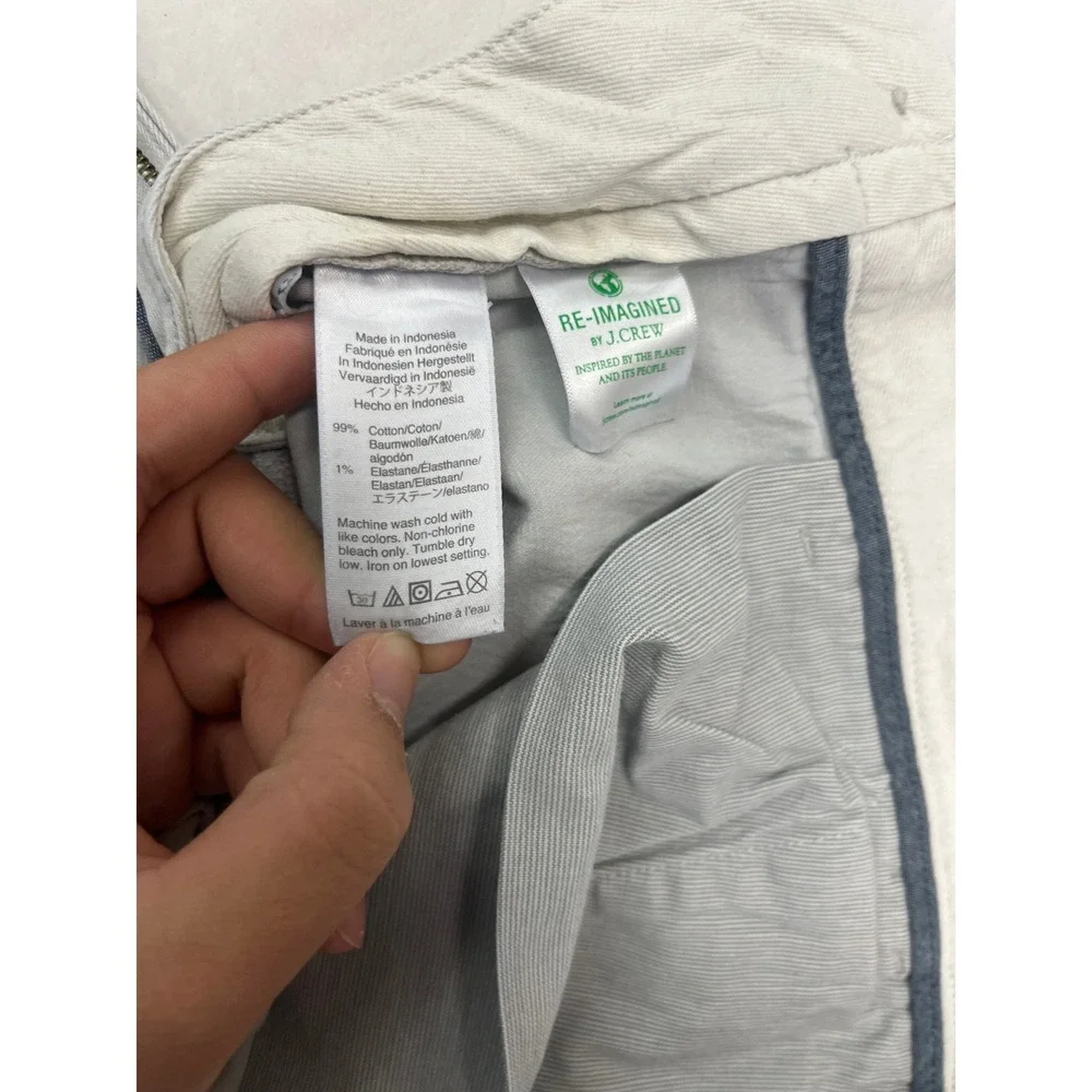 J.Crew Stretch Chino Pants Mens 32x34‎ Light Gray Slim Straight Re-Imagined